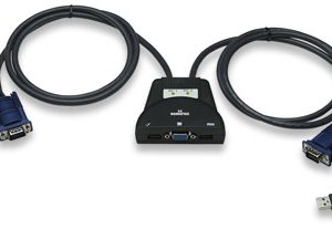 151245 Mini Switch KVM de 2 puertos, 2 puertos, USB, Con soporte de audio