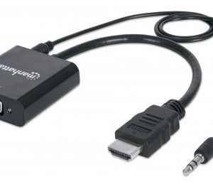151559 Convertidor HDMI a VGA con audio, Completamente blindado para reducir fuentes de interferencia EMI y otras.