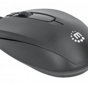 190190 Mouse USB óptico con cable, tres botones con rueda de desplazamiento, 1000 ppp, ambidiestro, cable de 1 m, negro, 3 años de Garantia.