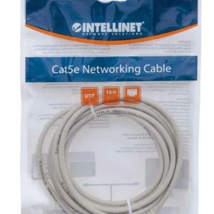 319768 Cable de red, Cat5e, UTP RJ45 Macho / RJ45 Macho, 3.0 m, Color Gris, Contactos con baño de oro para una mejor conexión.