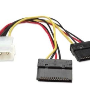 349369 Cable de corriente SATA en Y, de 4 pines a 2 x 15 pines, 15 cm de largo.