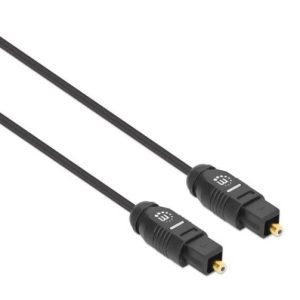 356077 Cable de audio digital óptico Toslink, M-M,Longitud 2m, contactos dorados, Color negro.