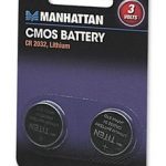 432528 Batería CMOS CR2032, paquete con dos, Litio,Proporciona una potencia de 3 V.
