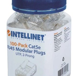 790055 PLUG RJ45 CAT5E MULTIFILAR UTP BOTE 100 PZAS ORO 15-MICRAS; Contactos con baño de oro de 15 µ.