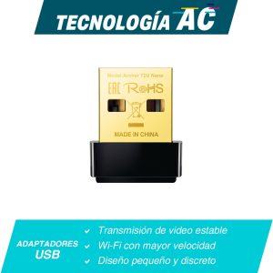 ADAPTADOR USB INALÁMBRICO AC600 TP-LINK ARCHER T2U NANO CON DOBLE BANDA DE ALTA VELOCIDAD