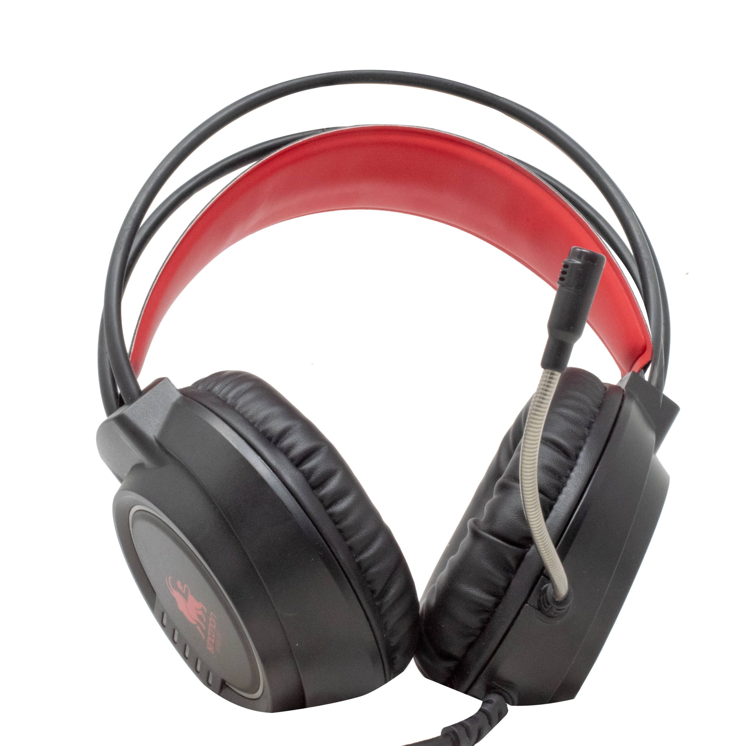 AUDIFONOS HEADSET GAMING OVER-EAR NBHG KIMERA RGB ALAMBRICO 3.5MM USB PC CONSOLAS CELULAR MICROFONO FLEXIBLE INC ADAPTADOR ROJO