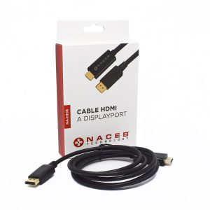 Adaptador HDMI a DisplayPort Naceb Technology NA-0106, 1.8 m, HDMI, DisplayPort, Negro