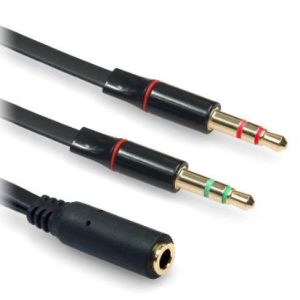 Adaptador Stereo 651404 Y, 3.5 mm Hembra a 3.5 mm BROBOTIX 651404, 3.5 mm, Negro, 20cm