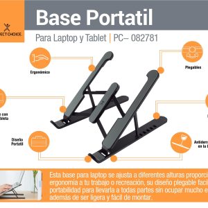 Base para Laptop y/o Tableta Plegable PERFECT CHOICE PC-082781, Negro