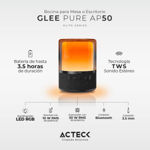 Bocina inalámbrica Bluetooth Glee Pure AP50 Elite Series, Bluetooth 5.2, Potencia 20w RMS