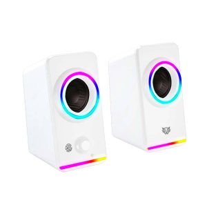 Bocinas 2.0 Gamer Glimm Style BG565 Balam Rush Conexión Bluetooth/Auxiliar, Controlador Touch, iluminación LED 3 modos, 10w RMS. Sonido estéreo, Alimentaci