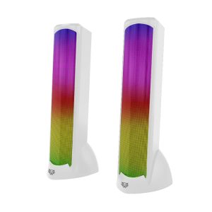 Bocinas 2.0 Gamer Glimm Tower BG575 Balam Rush Conexión Bluetooth/Auxiliar, iluminación LED 3 modos, 10w RMS. Sonido estéreo, Alimentación 5 Vcc 1A, Tipo d