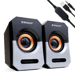 Bocinas Multimedia BROBOTIX 963913, 3 W, Negro/Plata/Naranja, 20Hz - 20KHz