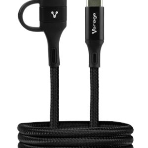 CABLE VORAGO CAB-126 TIPO C - TIPO C ADAPTADOR USB A, PD 60W CARGA RÁPIDA, 1 MT NEGRO