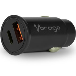 CARGADOR PARA AUTO VORAGO AU-305-BK TIPO C PD 20W Y USB A QUICK CHARGE 3.0 NEGRO