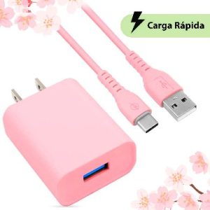 COMBO CARGA RÁPIDA: CARGADOR USB V3.0 + CABLE USB TIPO C". EDICIÓN ESPECIAL "PINK" (6001332), Brobotix