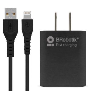 COMBO CARGA RÁPIDA: CARGADOR USB V3.0 + CABLE LIGHTNING. NEGRO (6001356), Brobotix