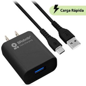 COMBO CARGA RÁPIDA: CARGADOR USB V3.0 + CABLE USB TIPO C". NEGRO (6001561), Brobotix