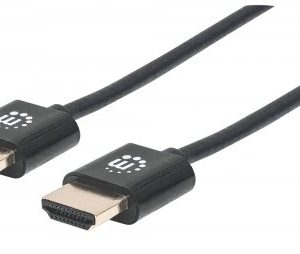 Cable HDMI 2.0, Alta Velocidad con Ethernet ULTRADELGADO 4K@60Hz MANHATTAN 394352, 1 m, Macho, Negro