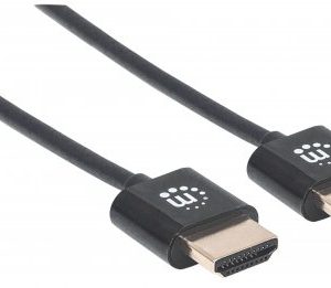 Cable HDMI 2.0, Alta Velocidad con Ethernet ULTRADELGADO 4K@60Hz MANHATTAN 394352, 1 m, Macho, Negro