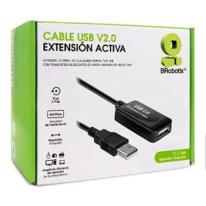 Cable USB V2.0 Extensión Activa BROBOTIX 6000670, 5 m, Negro