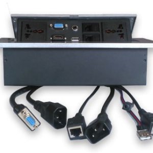 Caja de Mesa, RJ45 Cat 5e, HDMI, SVGA, USB V2.0, 3.5 mm, Nema 5-15R, Plata, BROBOTIX 005514