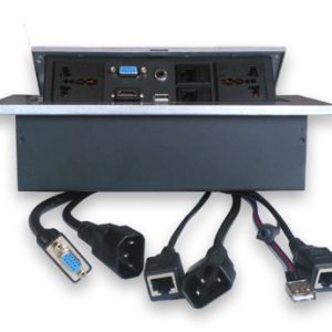 Caja de Mesa, RJ45 Cat 5e, HDMI, SVGA, USB V2.0, 3.5 mm, Nema 5-15R, Plata, BROBOTIX 005514