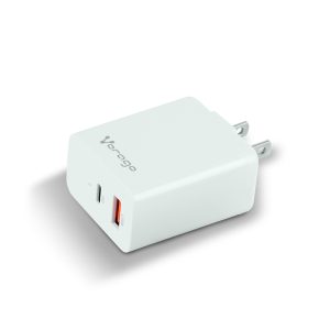 Cargador para pared. Vorago AU-350-WH blanco. quick charge/ cargador de pared / blanco. quick charce 3.0A PD 20w USB A y tipo C blanco