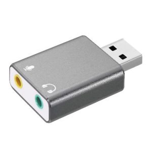 Convertidor USB V2.0 a Audio 3.5 mm/Auxiliar, 7.1 Canales, Gris plata, 263571 BROBOTIX