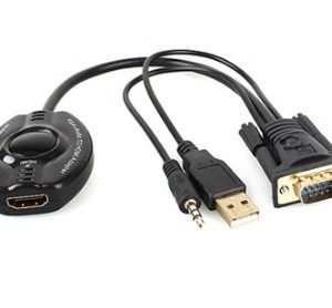 Convertidor VGA a HDMI, VGA a HDMI+ Audio 3.5mm, Negro, BROBROTIX, 150620