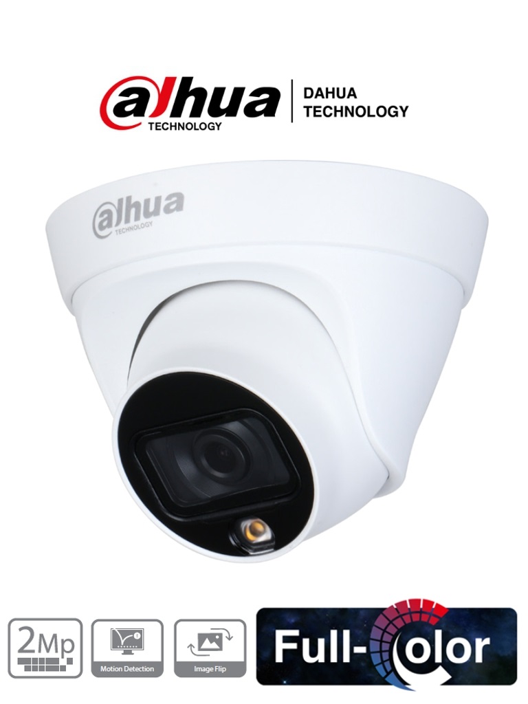 DAHUA IPC-HDW1239T1-LED-S4 - Camara IP Domo Full Color 2 Megapixeles/ Lente de 2.8mm/ 110 Grados de Apertura/ Luz Blanca de 15 Mts/ H.265/ IP67/ PoE/