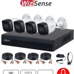 DAHUA KITXVR1B04-I+HFW1200CMA- Kit de 4 Canales de 2 Megapixeles con Audio/ DVR Cooper-I WizSense/ H.265+/ 4 Camaras Metalicas con Microfono Integrado