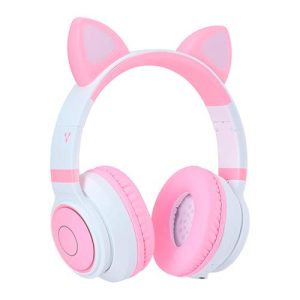 DIADEMA VORAGO HPB-300K BLUETOOTH/3.5MM ROSA/BLANCO KITTEN RGB 6HRS&nbsp;
