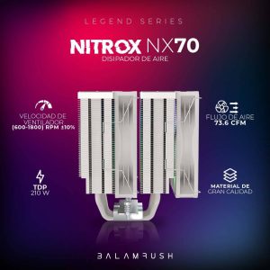 Disipador Balam Rush NITROX NX70 Velocidad: 600-1800 Rpm, Flujo de aire: 73.6 CFM