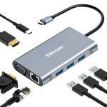 Docking Station USB C, 7 EN 1, HDMI/RJ45 RJ45 10/100 A/USB C/VGA. BROBOTIX 60001202