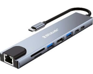 Docking Station USB C, 8 EN 1, HDMI/RJ45 GIGABIT/USB A/USB C/SD/MICRO SD. BROBOTIX 60007000