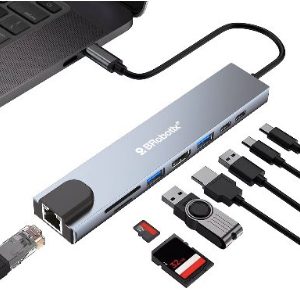 Docking Station USB C, 8 EN 1, HDMI/RJ45 GIGABIT/USB A/USB C/SD/MICRO SD. BROBOTIX 60007000
