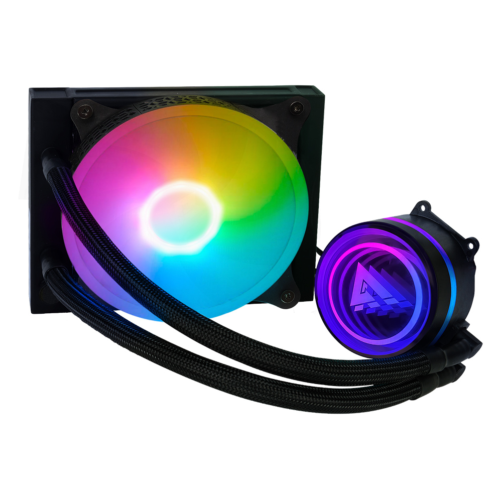 Enfriamiento Liquido. Gamer Factor LQG501. 120MM, RGB, TDP 150W, 1 fan 120mm 70 CFM, Negro.