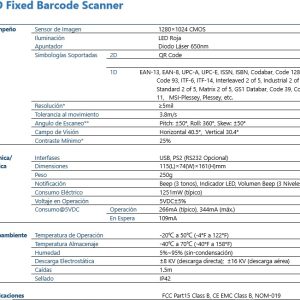 Escáner de Código de Barras FIJO 2D Linear Imager. Marca SYBLE Modelo XB-8800 ( XB-8800 )