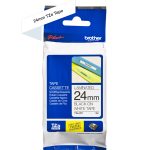 Etiqueta blanca continua laminada Brother TZE251, de 24 mm de ancho x 8 mts de largo. Impresión en negro