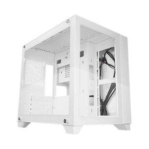 GABINETE GAME FACTOR CSG570 MICRO ATX FISHTANK, DOBLE CRISTAL, USB 3.0, S/FTE, BLANCO