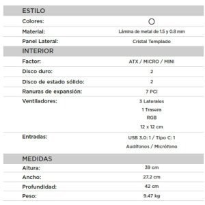 GABINETE GAMING NACEB WHITE NOVA NA-0633 CRISTAL TEMPLADO, MICRO, MII, ATX; USB 3.0 Y TIPO C