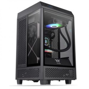Gabinete Thermaltake The Tower 100 Black (CA-1R3-00S1WN-00), Color Negro, Mini Torre, 3 Paneles de 4mm de Cristal Templado, Soporta Tarjetas Madre Micro AT