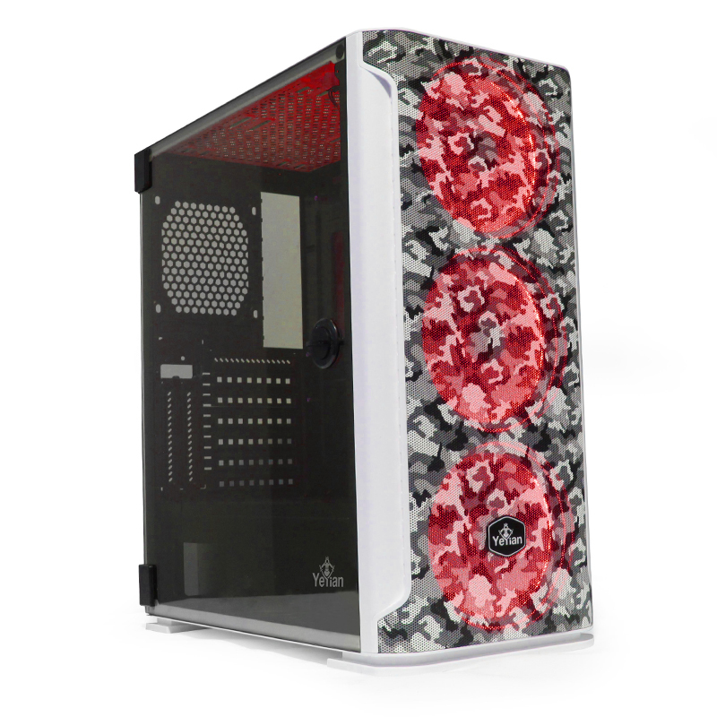 Gabinete YEYIAN YGH-49704 HOLLOW 2500 ATX,C/T 3VEN ARGB/MESH/USB/Blanco