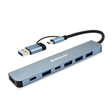 Hub Conector DUAL Tipo USB A&C, V3.0 , 7 en 1, /5 USB/2 TIPO C/ 6005446 BROBOTIX