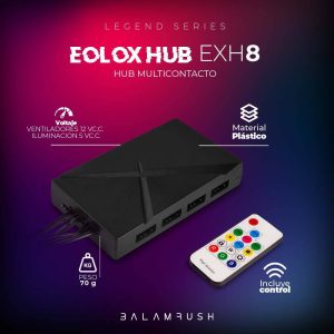Hub Multicontactos ventiladores Balam Rush Eolox Hub EXH8: 4 Conectores Para ARGB 3 Pin