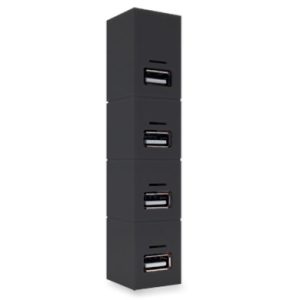 Hub USB V2.0, BASICO, 4 Puertos, Negro, BROBOTIX 180727-2