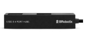 Hub USB V2.0, SMALL, Compacto, 4 Puertos, Negro, BROBOTIX 497677