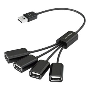 Hub USB VORAGO HU-101, USB 2.0, Negro, 4 puertos