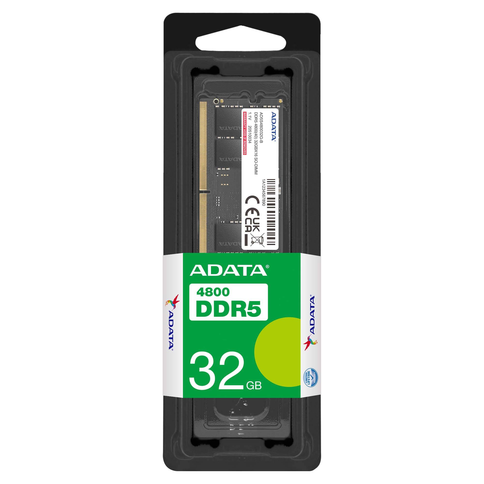 Memoria ADATA, DDR5 32GB SODIMM 4800MHz. NP. AD5S480032G-S